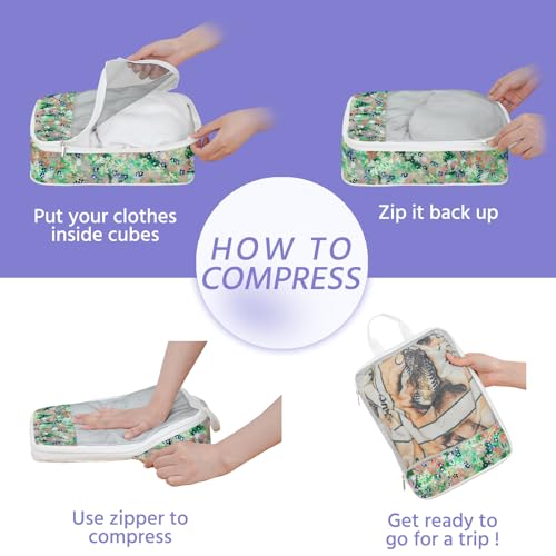 7 Pcs Compression Packing Cubes for Travel, Waterproof Suitcase Luggage Backpack Organizer with Toiletry Bag Travel Essentials for Women/Men-Flowers - color: Multi-Flowers