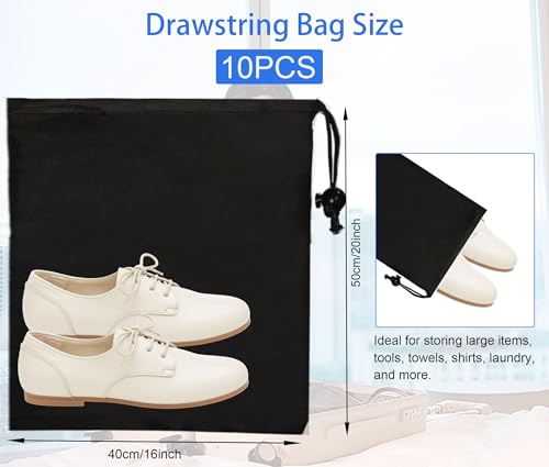 10-Pack Drawstring Bags with Toggle Closure - Lightweight & Durable Nylon Gym Bags for Sports, Travel and Daily Use - size: 16 x 20 Inch