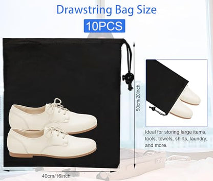 10-Pack Drawstring Bags with Toggle Closure - Lightweight & Durable Nylon Gym Bags for Sports, Travel and Daily Use - size: 16 x 20 Inch