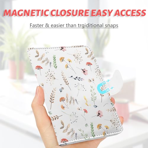 Passport Holder, Travel Wallet Cover with Pen Loop | Cute RFID Blocking Leather Case with Magnetic Closure for Travel Essentials-Flower - color: A-Twig