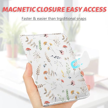 Passport Holder, Travel Wallet Cover with Pen Loop | Cute RFID Blocking Leather Case with Magnetic Closure for Travel Essentials-Flower - color: A-Twig