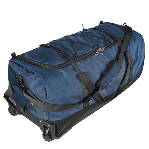 Bagenerous 110L/140L Expandable Soft-Sided Foldable Duffle Bag with 2 Rubber Wheels,Packable 32” Rolling Carry-On with Multi-Pockets & Compartments,Navy Blue - color: Navy Blue