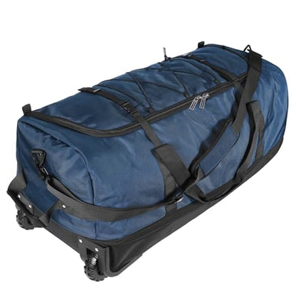 Bagenerous 110L/140L Expandable Soft-Sided Foldable Duffle Bag with 2 Rubber Wheels,Packable 32” Rolling Carry-On with Multi-Pockets & Compartments,Navy Blue - color: Navy Blue