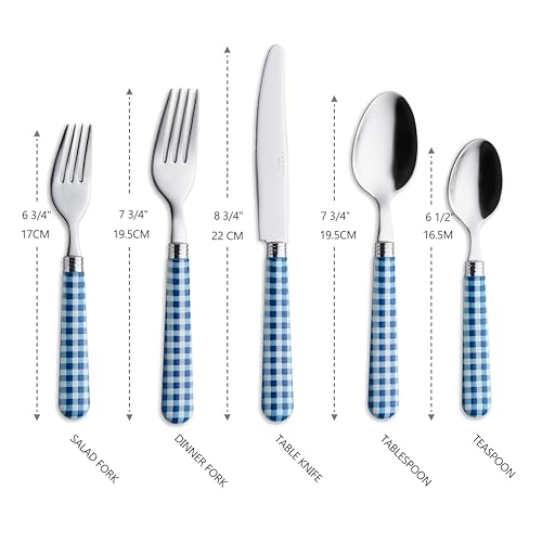 ANNOVA Silverware Set Stainless Steel Colorful Tableware Kitchen Flatware Set Utensils, Includes Dinner Knives, Forks, Spoons, Salad Forks & Dessert Spoons (Dark Blue/Checkered, 20 Pieces) - color: Dark Blue