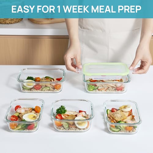 Vtopmart 8 Pack Glass Food Storage Containers with Lids (Grass Green) - color: Grass Green