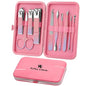 Manicure Set, Travel Mini Nail Clippers Kit Pedicure Care Tools, 10pcs Stainless Steel Grooming kit (Pink Purple) - color: Pink Purple