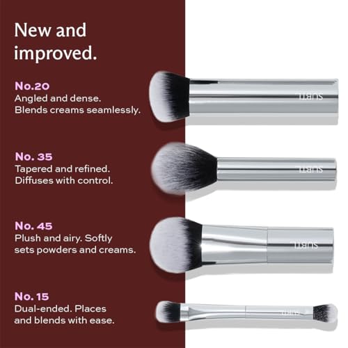 Subtl Mini 4-Piece Travel Makeup Brush Set – Compact & Portable Brushes for Foundation, Powder, Eyes & Blush – Synthetic, Cruelty-Free, Perfect for On-The-Go