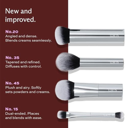 Subtl Mini 4-Piece Travel Makeup Brush Set – Compact & Portable Brushes for Foundation, Powder, Eyes & Blush – Synthetic, Cruelty-Free, Perfect for On-The-Go