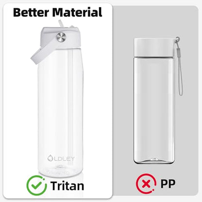 OLDLEY 32 oz Water Bottle with Straw, Leakproof Sports Water Bottle with Carry Strap, BPA-Free Large Water Bottles for Home,Travel, School, Outdoors, Gym, Tritan,Transparent - color: A-Transparent