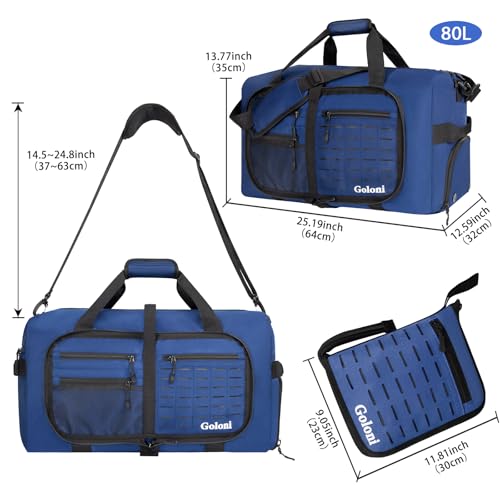 Foldable Travel Duffle Bag,Duffle Bag with Shoes Compartment and Adjustable Strap,Large Packable Travel Bags for Men Women,Waterproof Duffel Bag - color: Blue