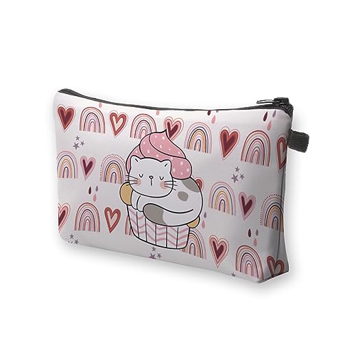 Deanfun Small Makeup Case - Cute and Waterproof Cosmetic Bag for Women(Rainbow, Cat, Cake D5-56370) - color: Rainbow, Cat, Cake 56370