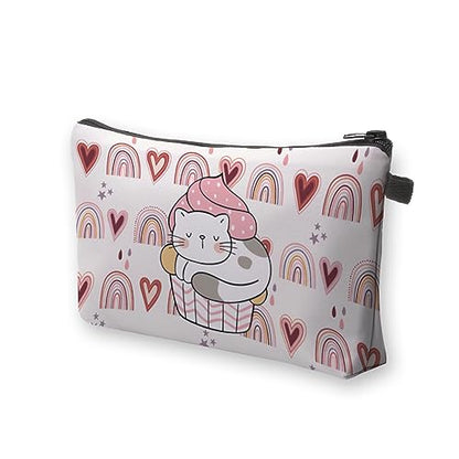 Deanfun Small Makeup Case - Cute and Waterproof Cosmetic Bag for Women(Rainbow, Cat, Cake D5-56370) - color: Rainbow, Cat, Cake 56370