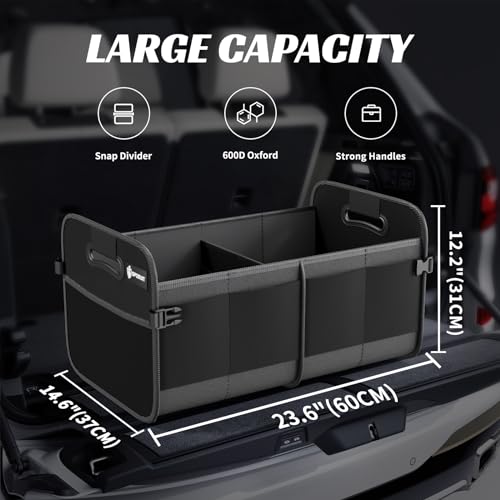 Sposuit Trunk Organizer for Car - 70L Collapsible Car Storage with 11 Pockets & Reinforced Handles, SUV Trunk Organizers for Grocery Cargo(Black) - color: Black, size: Large