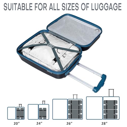 Compressible Packing Cubes Portable Hanging Closet Shelves 17"x12"x24" Extendable Travel Organizer Nylon Packing Bags for Suitcase - color: White