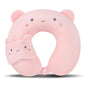 Kids Neck Pillow for Travel with Sleep Eye Mask, Cute Travel Neck Pillow, Memory Foam Flight Sleeping Headrest Pillow for Boys & Girls, Airplane, Train, Car, Home Use - Peach Bear - color: Peach Bear