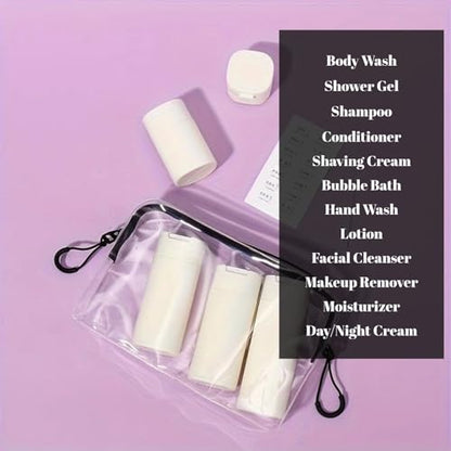 5pcs Travel Cream Dispenser Bottles Set Travel Bottles Toiletry Containers Set, TSA Approved, Travel Essentials - color: Beige