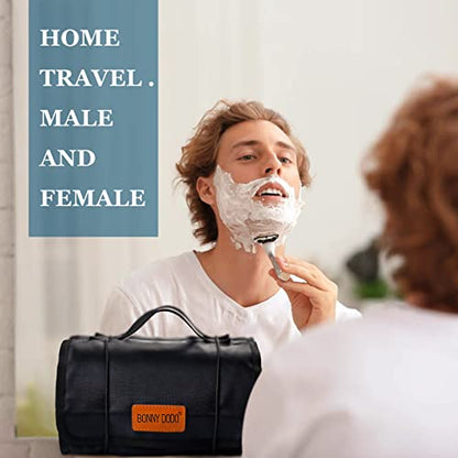 Toiletry Bag Can Hanging Small Roll-Up Makeup Organizer Bag with 3 Detachable Transparent Mesh Folding Cosmetic Travel Bags for Women & Men Black Toiletries Organizer Bag Gym Camping Grooming, Black - size: Small