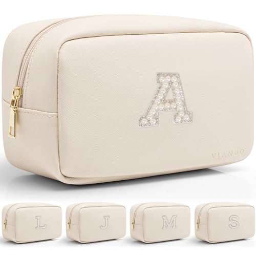 VLANDO Valentine Gifts, Travel Makeup Bag Makeup Pouch Personalized Gift for Women Teen Girls Ideal Gifts for Birthday Wedding Travelers Gifts for Women A - color: 03-White-A