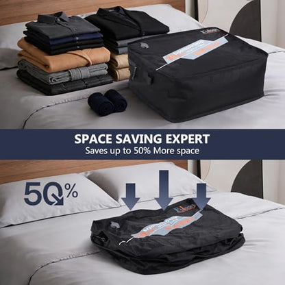 Fuloon Space Saver Vacuum Storage Bags, 20-Inch Travel Compression Bags for Air Travel, Business Trip, Carry-On Suitcases & Backpack, Black (2 Pack, With Pump) - size: 2 Pack With Pump
