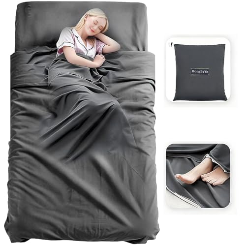 Sleeping Bag Liner, 3 Sizes Compact Travel Sheets for Hotel & Hostel, Adult Sleep Sack for Camping Backpacking, Comfy Breathable & Easy Care, 4 Seasons - color: Silver Gray, size: 82.7'' X 45.3''