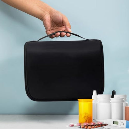 Set Patient Travel Makeup Bag for Ostomy and Colostomy Supplies, Set Patient Cosmetic Bag with Hanging Setup and Stylish Covers for Women (Black) - color: Black