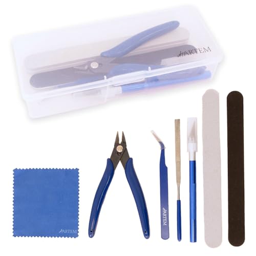 Hartem - Model Tool Kit, 8-Piece Hobby Starter Set for Model Building, Compatible with All Miniatures & Scale Models