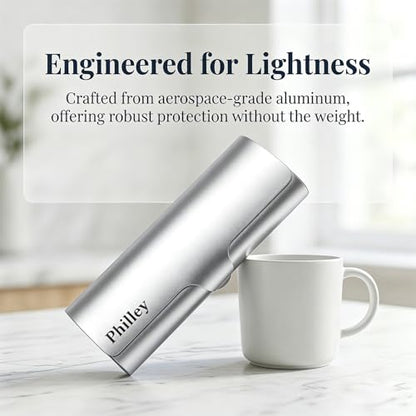 Philley Aluminum Ultra-Light Eyeglasses Case Hard Shell Nearsighted Glasses Case for Women & Men - color: Silver