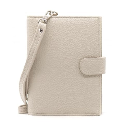 Long Keeper Passport Holder for Women Men PU Leather Anti-theft Wallet with Card Holder Slim Travel Neck Pouch with Lanyard (Beige) - color: Beige