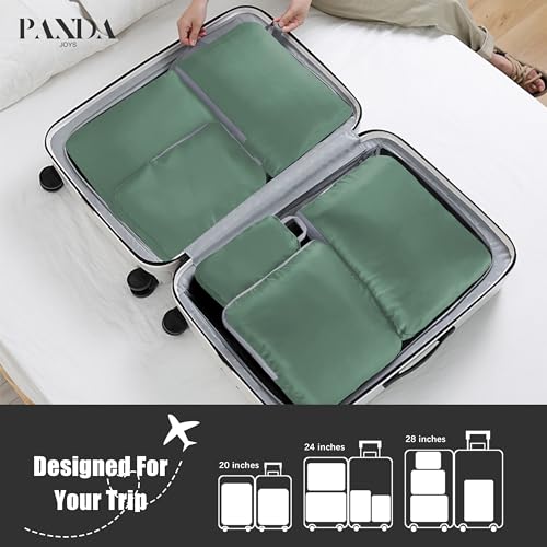 PANDA JOYS 4 Set Compression Packing Cubes Travel - Travel Accessories Expandable Packing Organizers for Carry On - Essentials Luggage Bags - Green - color: Green