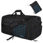Foldable Travel Duffle Bag for Men Women, Waterproof with Shoe Compartment, 80L 120L Large Collapsible Luggage Bag, Lightweight Packable Duffel for Travel Sports Gym Airline Carry On Checked Bag - color: Black