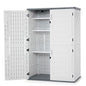 Macrout 50 Cu.Ft Plastic Outdoor Storage Cabinet with Shelves, 4.3 x 2.5 ft Waterproof Resin Outdoor Storage Shed with Floor, Lockable Vertical Shed for Garden and Patio - size: Medium