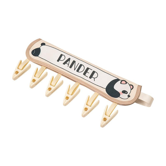 Portable Travel Clothes Hanger with Clips, Foldable Laundry Hanger for Socks Underwear, Compact Travel Drying Rack for Hotel Camping RV Dorm with 6 Clips (Panda – Beige) - color: Panda – Beige (6 Clips)