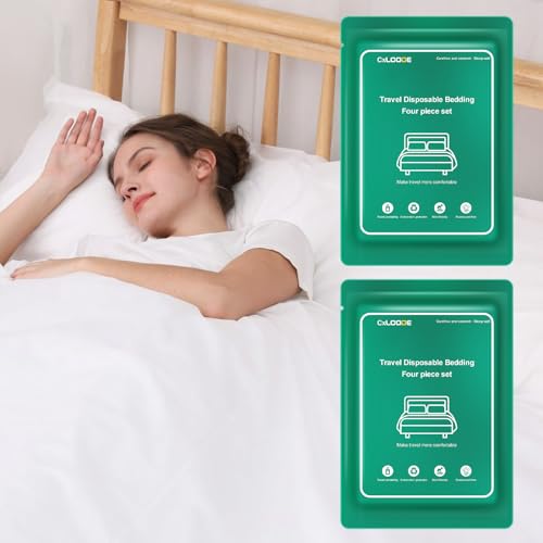 2 Pack Disposable Bed Sheet, Disposable Sheet for Travel Bedding Cover Portable Sheet with Quilt Cover, Bed Sheet and Pillowcase for Travel Business Trip Spa Hotel - color: 2 Pack