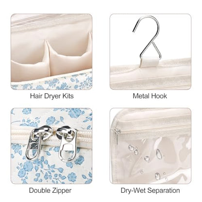 Quilted Hair Tools Travel Bag, Cute Portable Organizer Case with Hanging Hook, Compatible with Dyson Airwrap Styler,Hair Curler Accessories - color: Lucky Flower