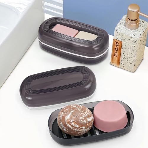 OZNER Travel Soap Case for Two Bars, Leak Proof Shampoo Bar Holder Compatible with Kitsch Bars, Soap Container with Drainage Layer for Bathroom, Camping, and Gym, Easy to Clean (Black) - color: Black