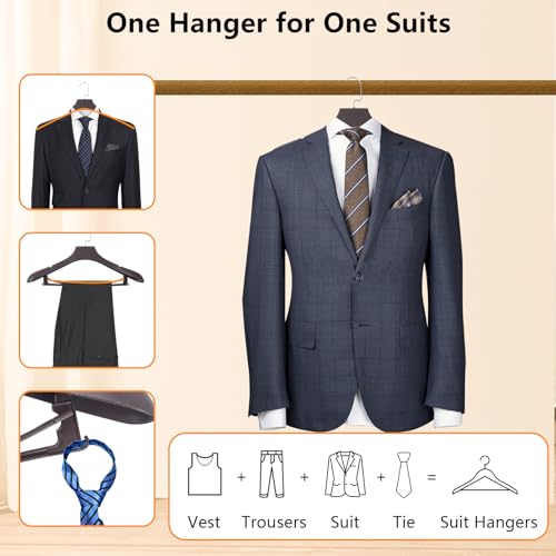 Suit Hangers for Men 6 Pack, Brown Coat Hangers Extra Wide Non Slip Width 17.7", Thick Plastic with Pants Bar & Metal Hook - color: Brown, size: 6 Pack