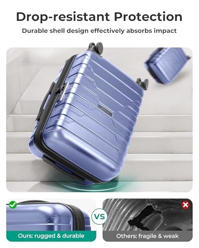 BAGSMART Carry On Luggage 22x14x9 Airline Approved with Spinner Wheels,Lightweight 20 Inch Luggage with TSA Lock,Expandable Hard Shell Carry On Suitcases for Men Women,Slate Blue - color: Slate Blue