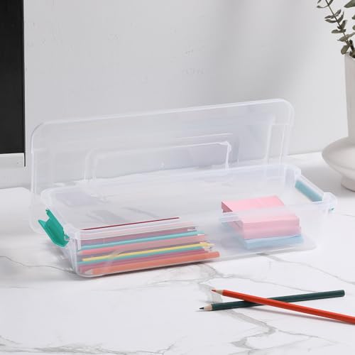 Clear Plastic Storage Bins with Lids Stackable Storage Box for Crafts, Supplies (Small 8Pack Green) - size: Small 8Pack Green