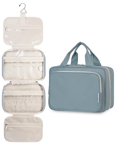 Narwey Hanging Toiletry Bag for Women Travel Makeup Bag Organizer Toiletries Bag for Travel Size Essentials Accessories Cosmetics (Greyish Blue (Medium)) - color: A-Greyish Blue, style: Medium