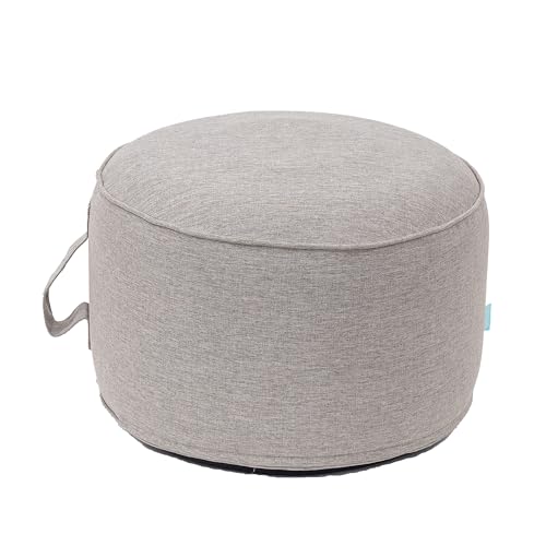 QILLOWAY Inflatable Outdoor Ottoman for Patio, Waterproof Round Pouf, Inflatable Foot Rest, Outdoor Footstool for Poolside, Garden，Camping,All Tan,Grey - color: All Tan/Grey