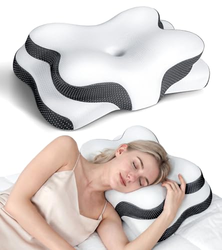 Osteo Sustained Cervical Health Neck Pillow, Contour Zoned Design Ergonomic Pillow for Pain Relief, No-Temperature Affected Memory Foam Pillows, Cooling Pillow Support Side, Back, Stomach Sleeper