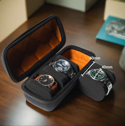 3 slots watch case for travel and storage, hard Watch Roll Organizer holder for Men and Women with microfiber lining - size: 3 slots