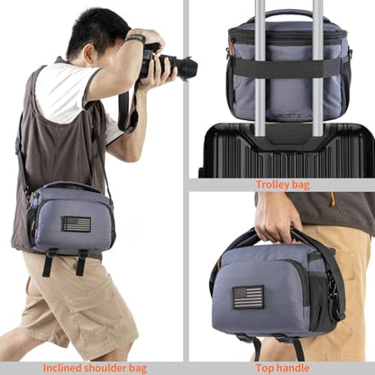 Vogano Camera Bag, Protective Covers Photography Shoulder Bag Compatible for Nikon, Canon, Sony DSL/SLR/Mirrorless Equipment Travel Waterproof - color: 1.0 Grey