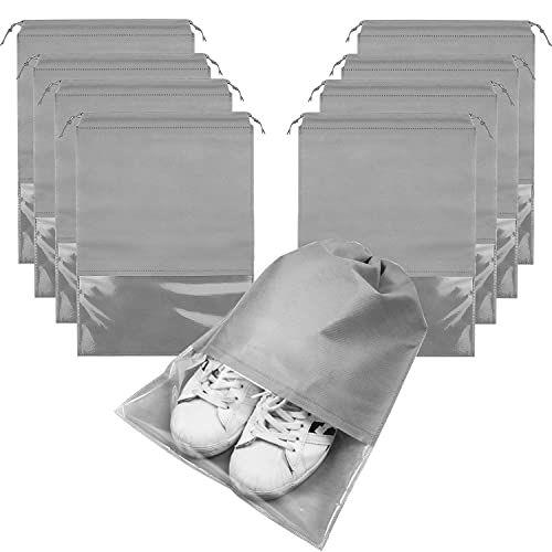 8PCS Travel Shoe Bags with Rope for Men and Women Large Shoes Pouch Organizers - color: Gray
