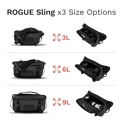 WANDRD ROGUE V1 9L Sling: Compact Camera Sling and Crossbody Bag with Fast Access, 3-Way Carry– Lightweight Everyday Bag Great for Travel, Photography, and Daily Use (Black) - color: Black, style: 9l