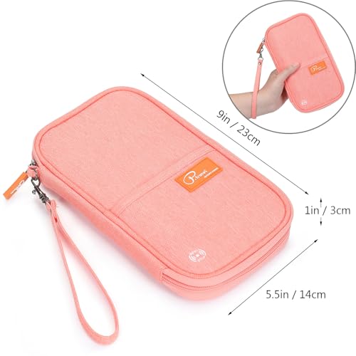 VanFn RFID Travel Passport Wallet, Family Passport Holder, Trip Document Organizer P.Travel Series - color: Pure Pink