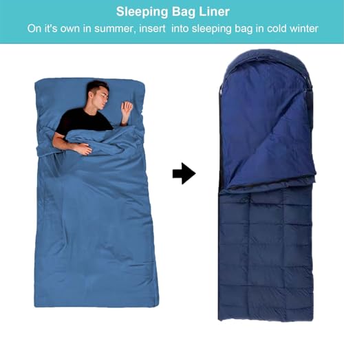Sleeping Bag Liner,Travel Sheet & Adult Sleep Sack, Camping Sheets Travel Sleep Sack for Backpacking,Hotels & Hostels -Lightweight Single &Double Travel Sheet Camping Sheets - color: Single Blue