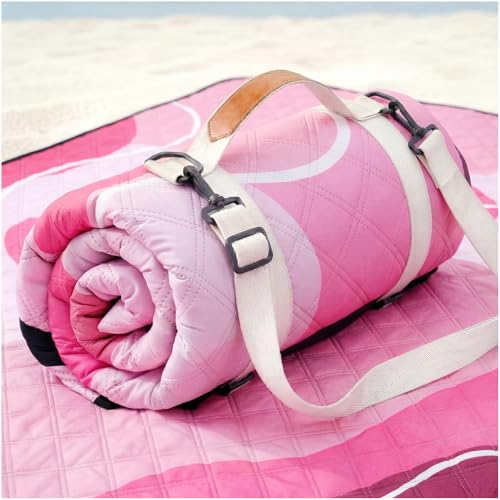 Genovega Waterproof Beach Blanket Picnic Outdoor Mat Rug Women Teacher Coworker Work Besties Colleague Manager Supervisor Boss Executive Assistant Inter Birthday Retirement Appreciation Unique Gifts - color: Wave Pink