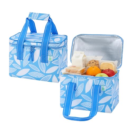 VENO 2 Pack Insulated Lunch Bag Cooler Lunch Box Reusable Grocery Shopping Tote Bag, Durable Handles, Double Zippers, Lid, Collapsible, 2.5 Gallon/9L Capacity (Spring Breeze) - color: Spring Breeze, size: Lunch Bag - 2 Pack