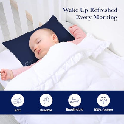 Toddler Pillow Cases 12x16 Inch Mini Pillow case with Zipper Closure Pillowcase Pack of 2 Travel Pillow Cover 500 Thread Count 100% Soft Egyptian Cotton Small Pillow Cases 12 x 16, Navy Blue - color: Navy Blue, size: Toddler 12x16
